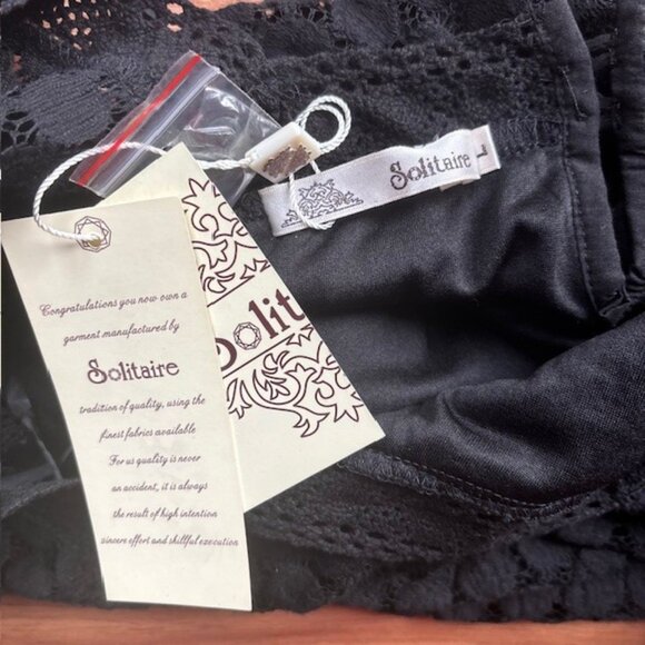 Solitaire Black L Crochet Lace 3/4 Tie Boho Whimsygoth Feminine Festival Texture - Picture 6 of 9